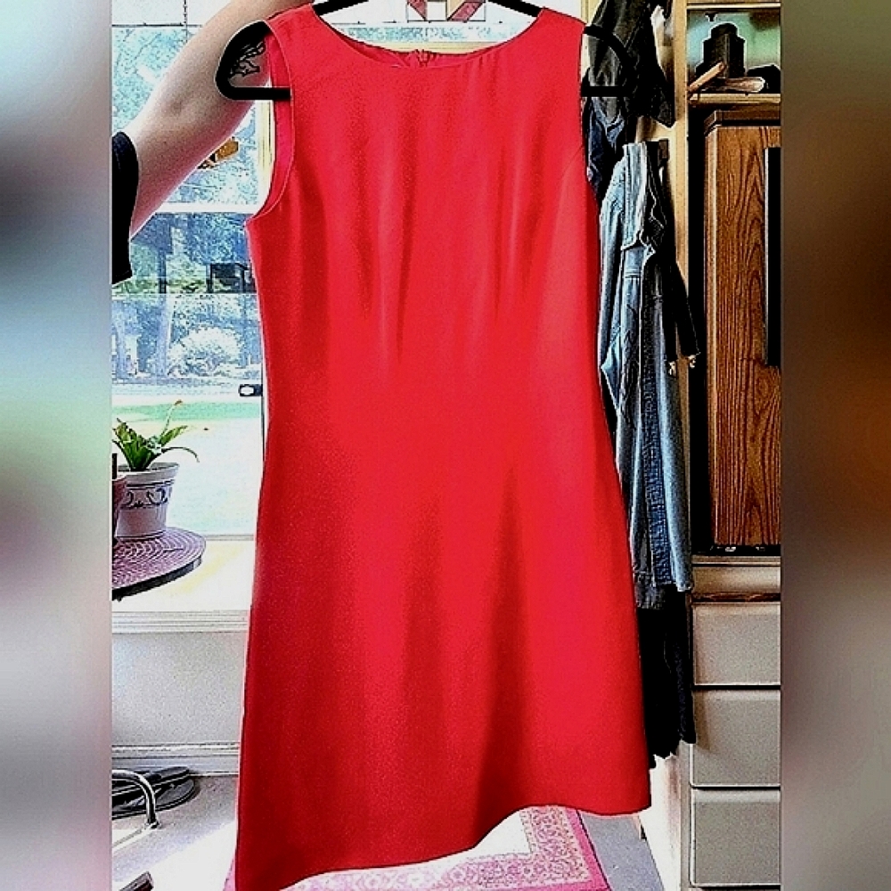 Hugo Buscati Collection 10 Sleeveless Silk Sheath Dress Coral NWT